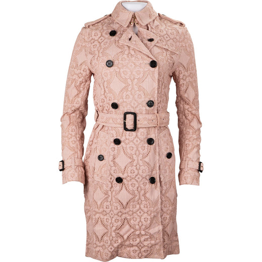 Burberry Pink Lace Cotton Trench Coat (DE36 / UK8)