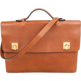 Celine Grained Leather Double Ring Clasp Briefcase Crossbody Handbag