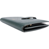 Celine Green Grained Calfskin Medium Strap Wallet