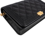 Chanel Quilted Caviar Leather Boy Wallet On Chain Crossbody Bag