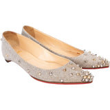 Christian Louboutin Follies Glitter Spikes Ballerina Flats (37)