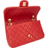 Chanel Quilted Lambskin Medium Charm Single Flap Shoulder Bag
