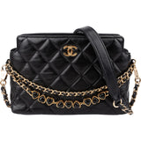 Chanel Quilted Lambskin Camera Pouch Heart Chain Crossbody Bag