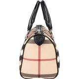 Burberry Haymarket Nova-Check Canvas Boston Handbag