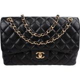 Chanel Caviar Leather Palladium Jumbo Double Flap Crossbody Bag