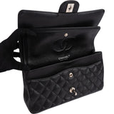 Chanel Quilted Caviar Leather Palladium Medium Double Flap Shoulder Bag