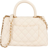 Chanel Quilted Caviar Leather Top Handle Single Flap Crossbody Handbag