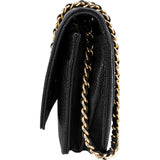 Chanel Quilted Caviar Palladium Wallet On Chain Crossbody Bag