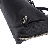 Balenciaga Black Grained Leather Small City Side Zip Tote Handbag