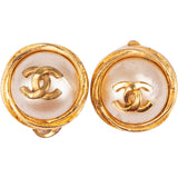Chanel Vintage CC Pearl 1996 Clip-On Earrings Clips