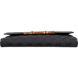 Gucci Monogram GG Canvas Bamboo Clutch Bag
