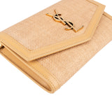 Yves Saint Laurent Raffia & Leather Uptown Wallet On Chain Crossbody Bag