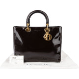 Christian Dior Patent Leather Lady Dior Medium Handbag