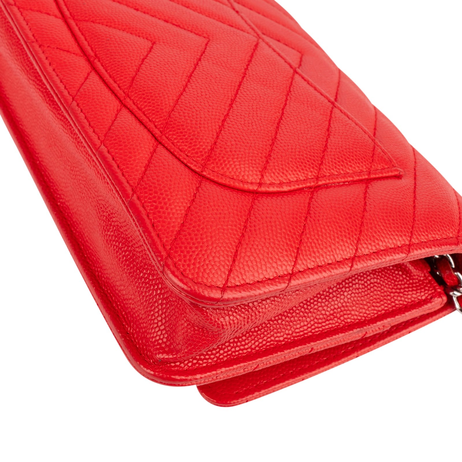 Chanel Chevron Caviar Leather Wallet On Chain Crossbody Bag - vintageandkickz