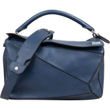 Loewe Blue Grained Calfskin Puzzle Crossbody Handbag