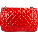 Chanel Quilted Patent Leather Jumbo Double Flap Crossbody Bag