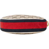 Gucci Monogram GG Supreme Canvas Web Stripe Ophidia Half-Moon Mini Shoulder Bag