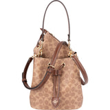 Coach Monogram Signature Canvas Small Drawstring Bucket Crossbody Bag