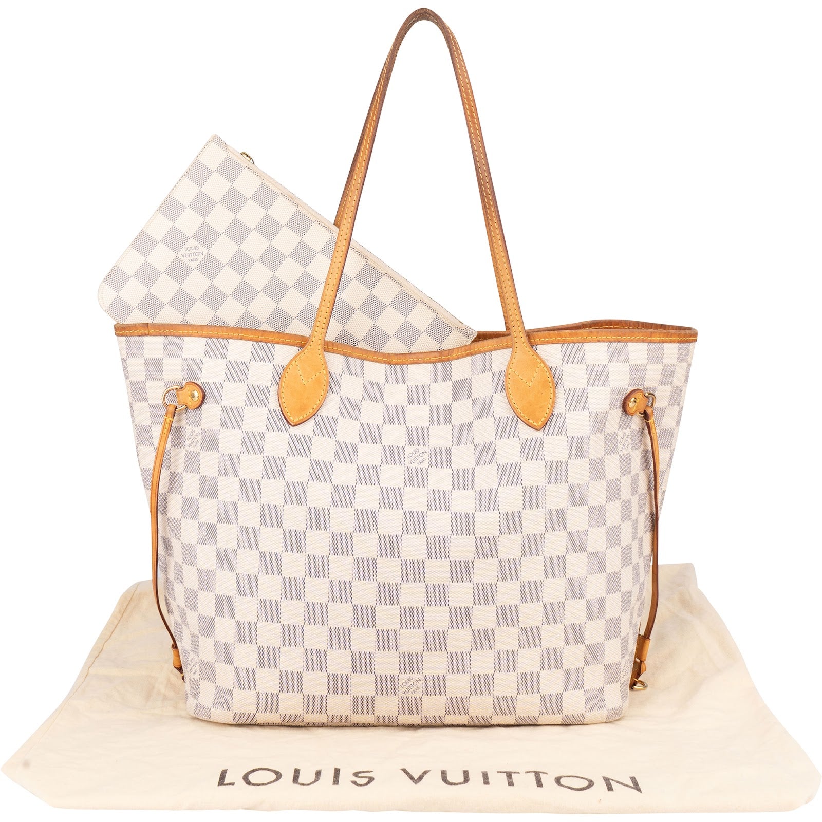 [🔄️B06 / F56] Louis Vuitton Monogram Damier Azur Canvas Neverfull MM Shoulder Bag - vintageandkickz