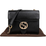 Gucci Pebbled Leather Interlocking GG Shoulder Crossbody Bag
