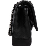 Chanel Quilted Lambskin Palladium Medium Double Flap Shoulder Bag