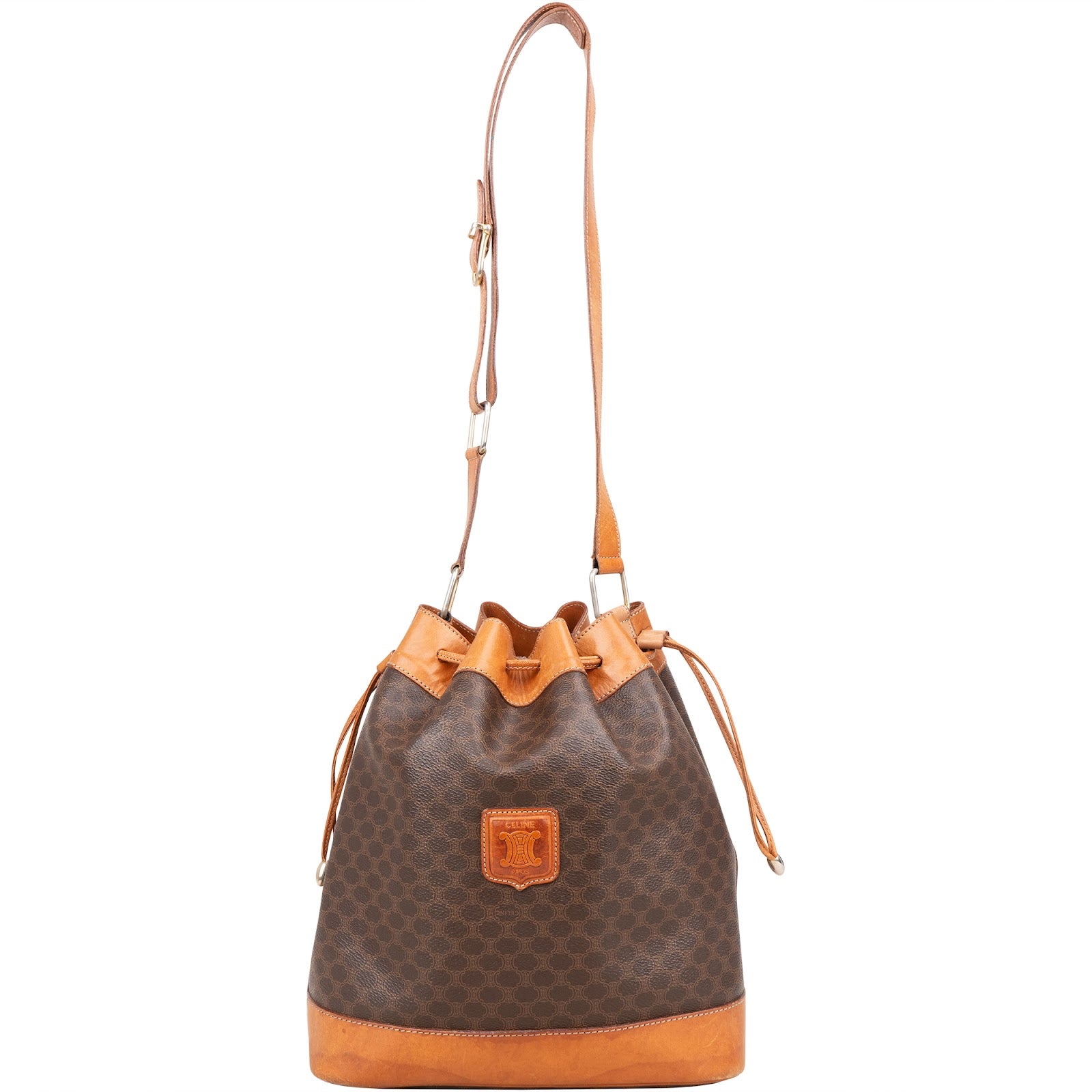 Celine Macadam Canvas Drawstring Bucket Shoulder Bag - vintageandkickz