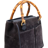 Gucci Suede Bamboo Handle Small Tote Handbag