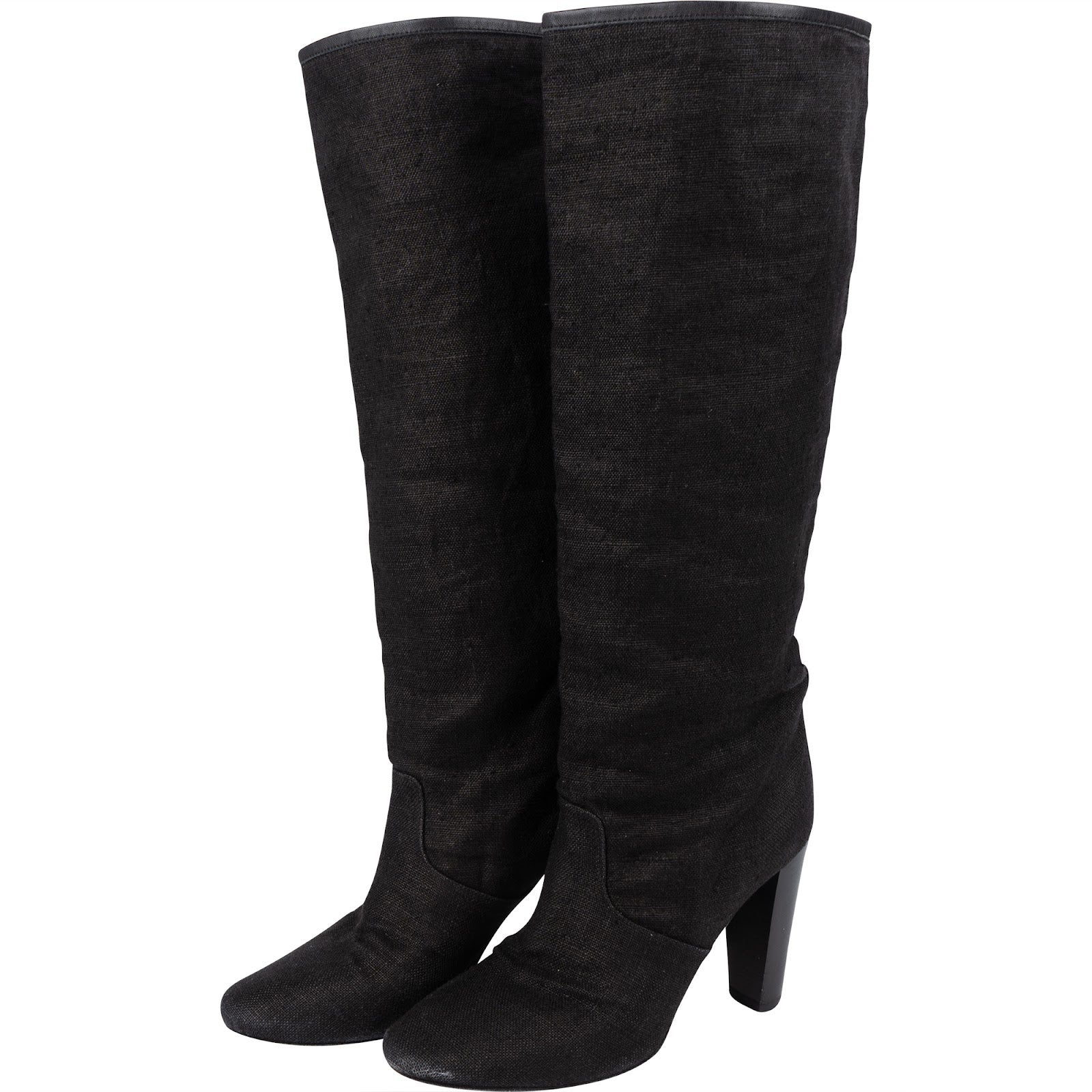 [🔄️B12 / F15] Hermès Black Cotton Knee High Boots - vintageandkickz