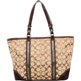 Coach Monogram Signature Gallery Suede Stripe Tote Shoulder Bag