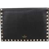 Valentino Pebbled Calfskin Rockstud Organizer Clutch