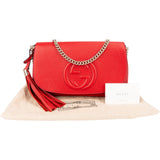 Gucci Red Pebbled Leather GG Soho Crossbody Bag