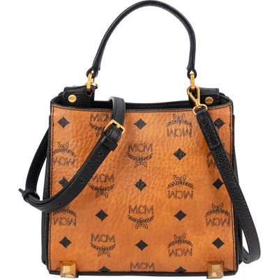 MCM Monogram Visetos Aren Top Handle Mini Handbag