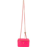 Chanel Pink Quilted Patent Leather Small Vanity Case Crossbody Bag