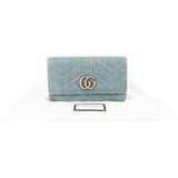 Gucci Matelassé Denim Pearl GG Marmont Wallet
