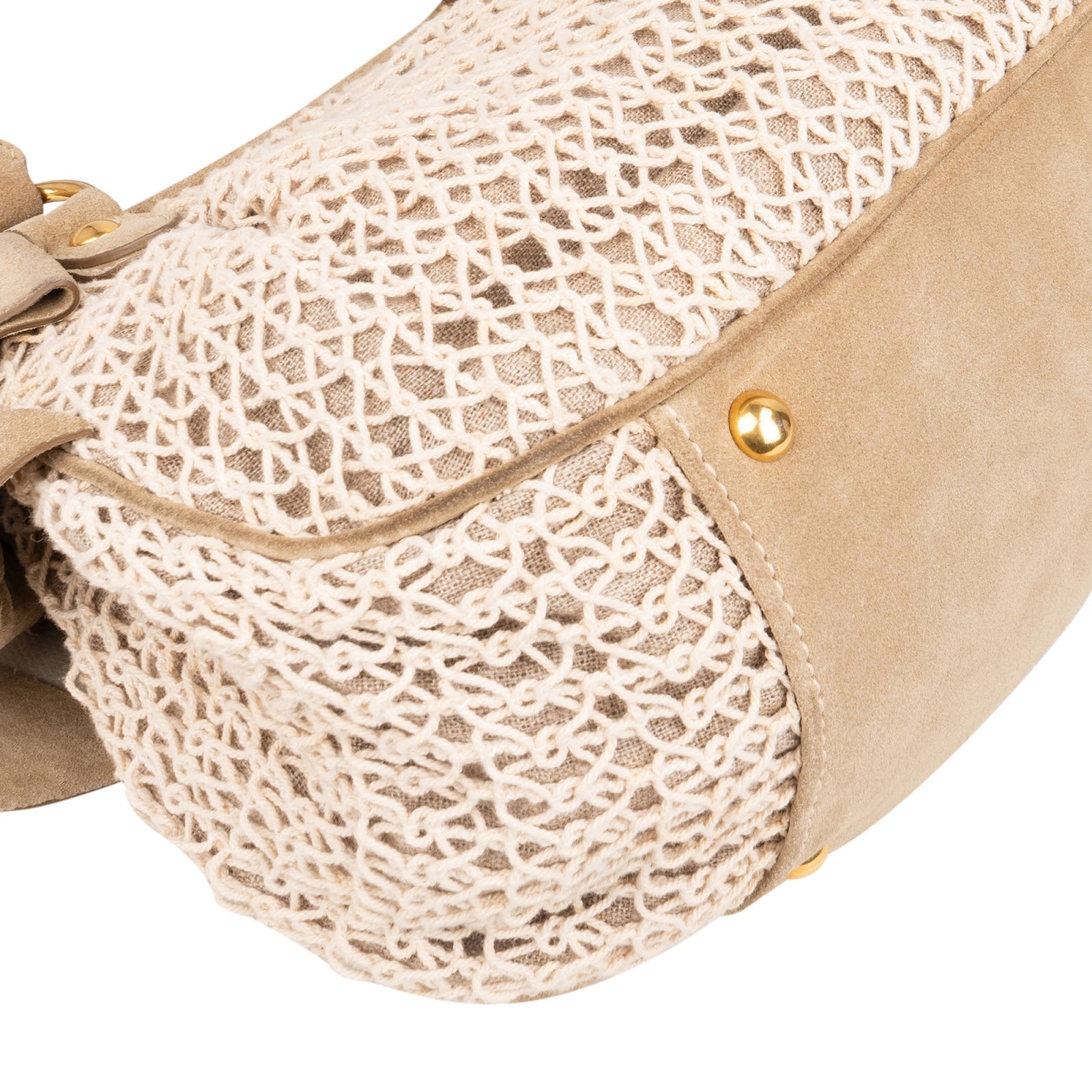 Miu Miu Suede and Crochet Bow City Handbag - vintageandkickz