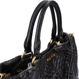 Miu Miu Black Matelassé Nappa Leather Tote Handbag