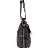 Prada Crinkled Vernice Naplak Leather Zip Around Tote Shoulder Bag