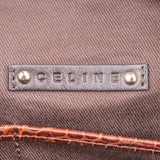 Celine Macadam Monogram Canvas Croc Optic Bowler Handbag