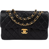 Chanel Quilted Lambskin 24K Gold Small Double Flap Shoulder Bag