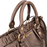 Miu Miu Vitello Lux Leather Gathered Tote Shoulder Bag
