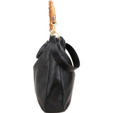 Gucci Black Leather Bamboo Handle Handbag