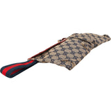 Gucci Grained Leather Monogram GG Canvas Web Stripe Crossbody Belt Bag
