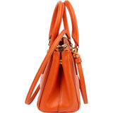 Prada Orange Saffiano Lux Leather Micro Galleria Crossbody Handbag