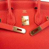 Hermès Rouge Pivoine Togo Leather Gold Birkin 30 Handbag