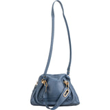 Chloé Blue Grained Leather Small Paraty Shoulder Handbag