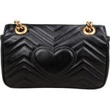 Gucci Black Quilted Leather Marmont GG Flap Crossbody Bag