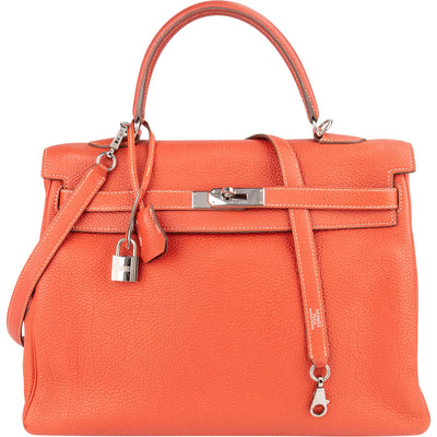 Hermès Taurillon Clemence Leather Kelly 35 Handbag
