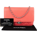 Chanel Caviar Leather CC Wallet On Chain Crossbody Bag - vintageandkickz