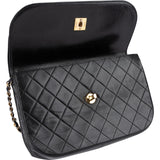 Chanel Quilted Lambskin 24K Gold Half Moon Single Flap Shoulder Bag