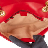 Gucci Red Quilted Leather Marmont GG Small Flap Crossbody Bag